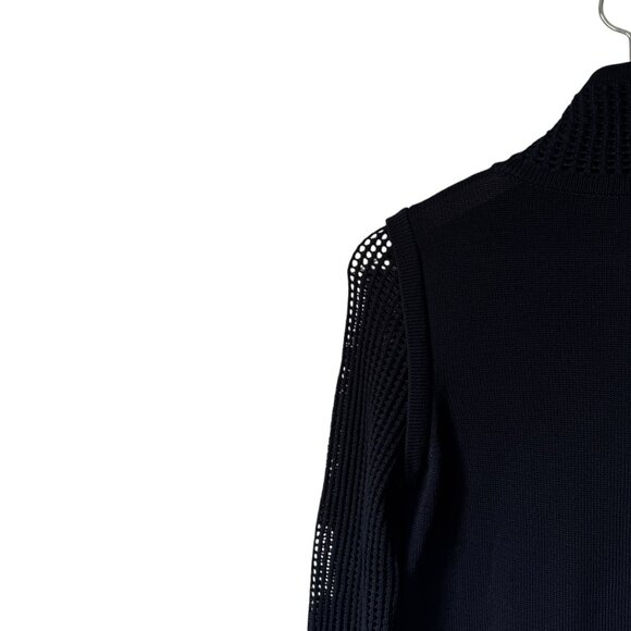 Escada Cardigan Sweater Gold Zipper READ Crochet Open Knit Collar Sleeves Hem - Picture 6 of 16